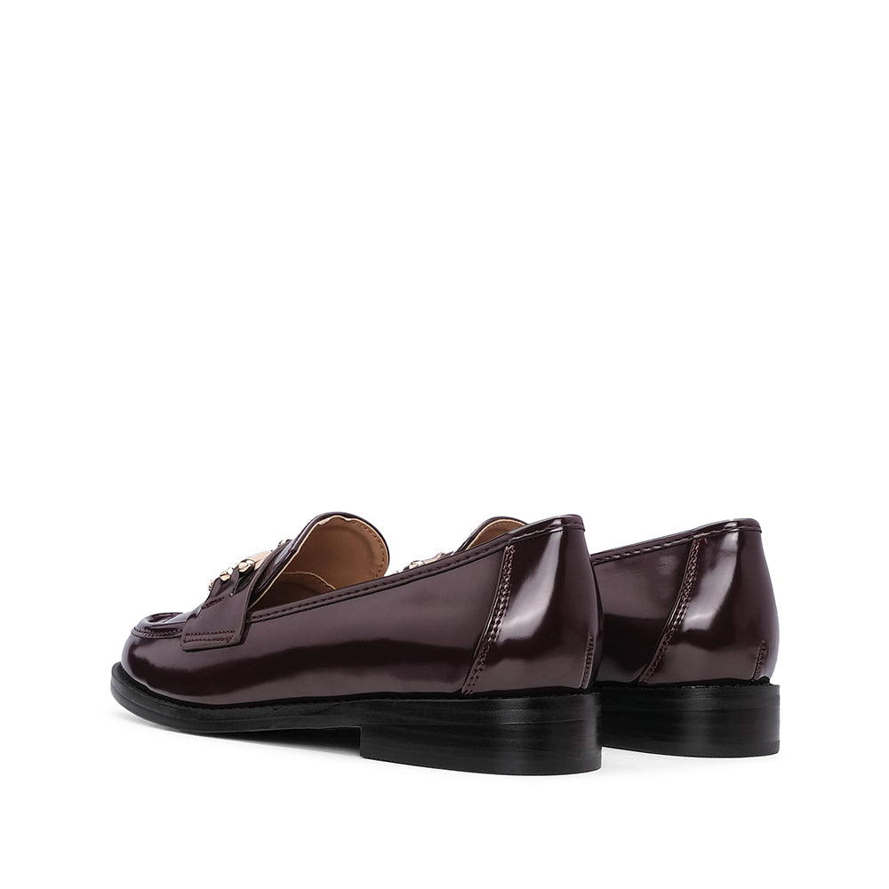 Sapato Mocassim Mulher Polido Bordeaux