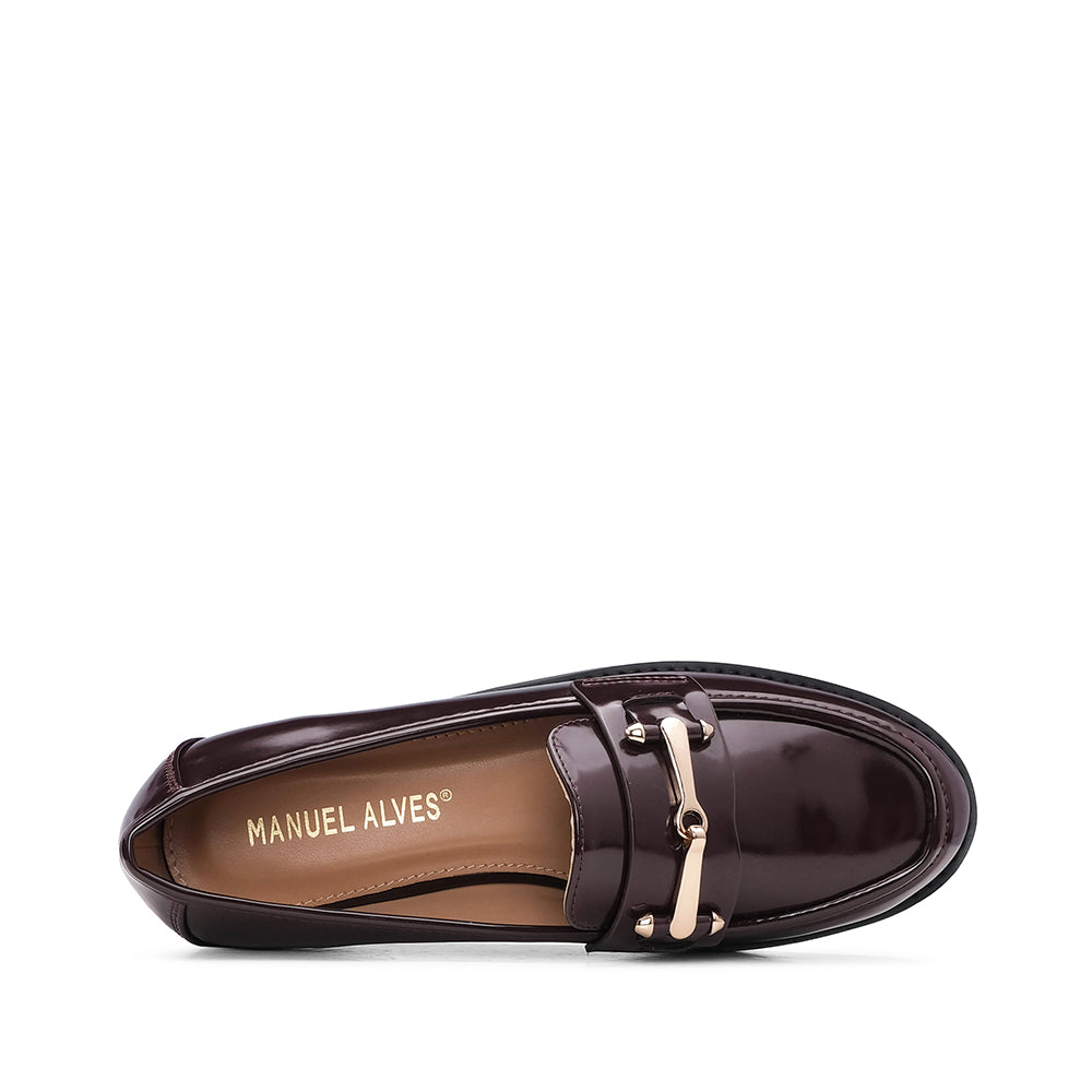 Sapato Mocassim Mulher Polido Bordeaux