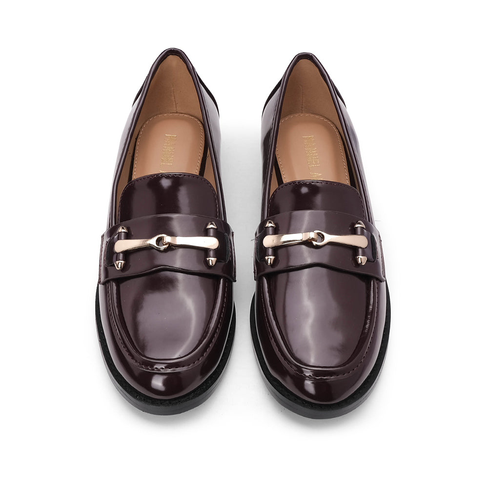Sapato Mocassim Mulher Polido Bordeaux