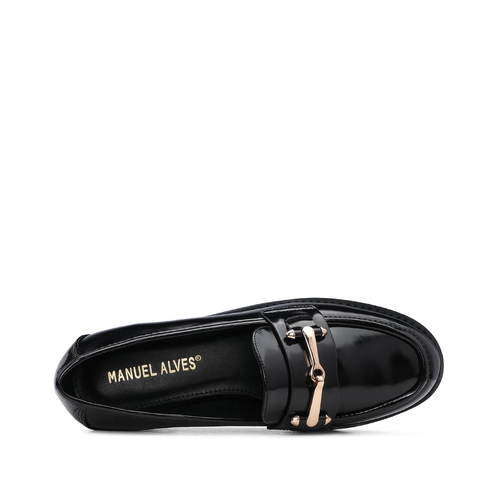 Sapato Mocassim Mulher Polido Preto