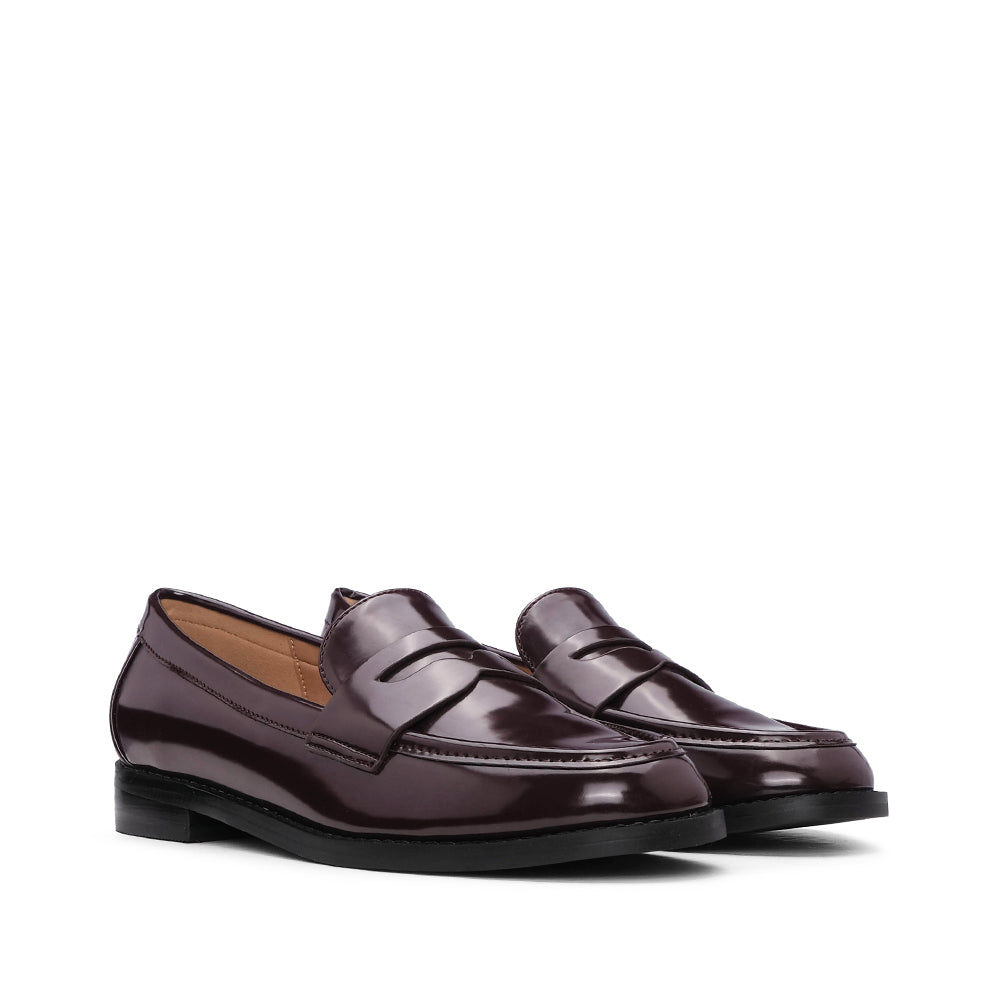 Sapato Mocassim Mulher Polido Bordeaux