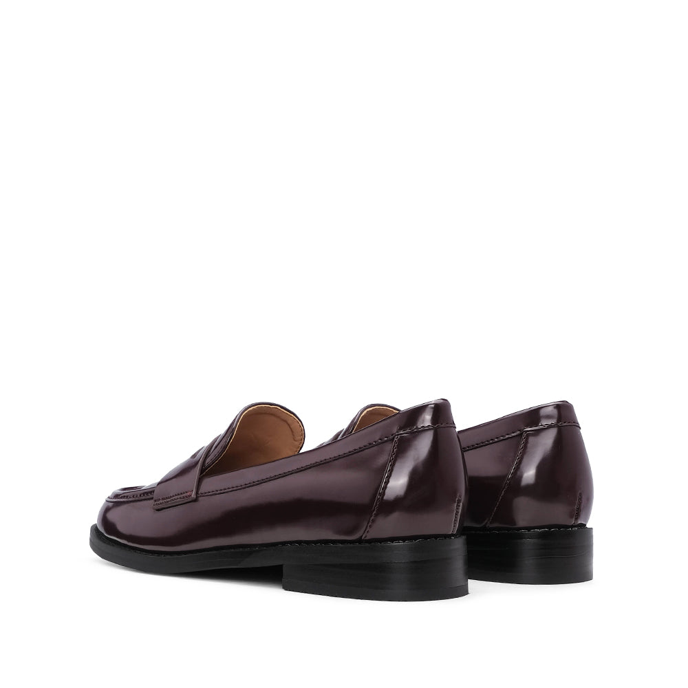 Sapato Mocassim Mulher Polido Bordeaux