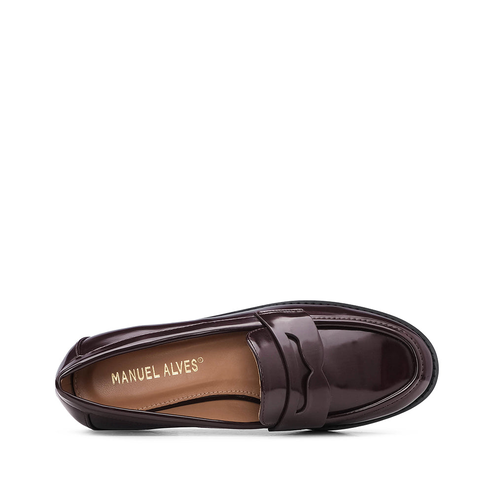 Sapato Mocassim Mulher Polido Bordeaux