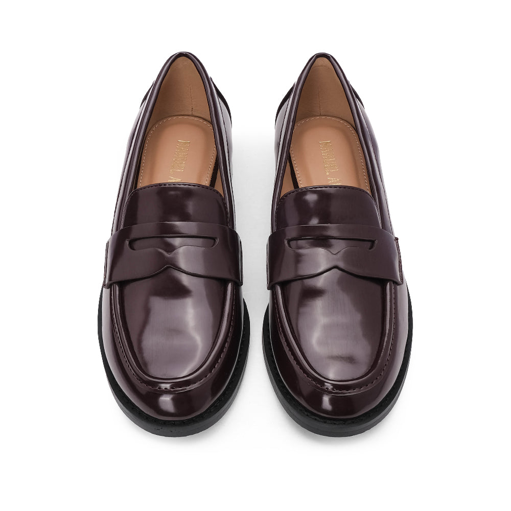 Sapato Mocassim Mulher Polido Bordeaux