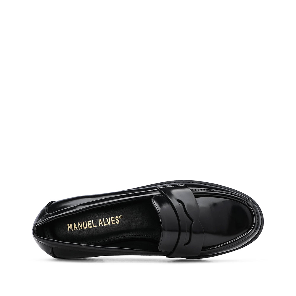 Sapato Mocassim Mulher Polido Preto