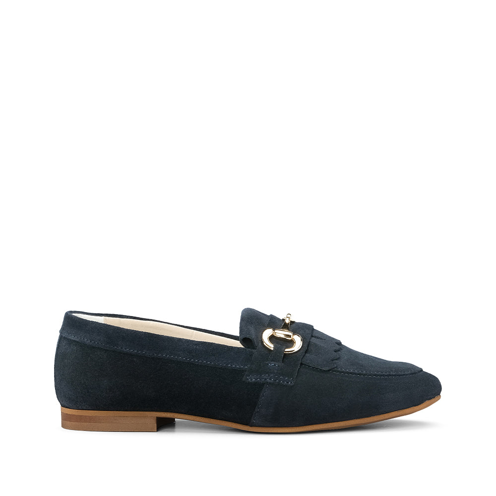 Sapato Mocassim Mulher Camurça Azul Marinho
