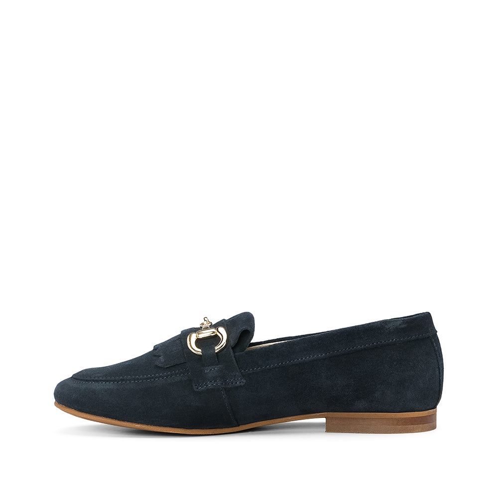 Sapato Mocassim Mulher Camurça Azul Marinho