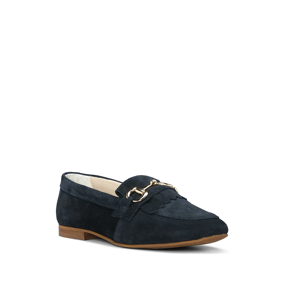 Sapato Mocassim Mulher Camurça Azul Marinho
