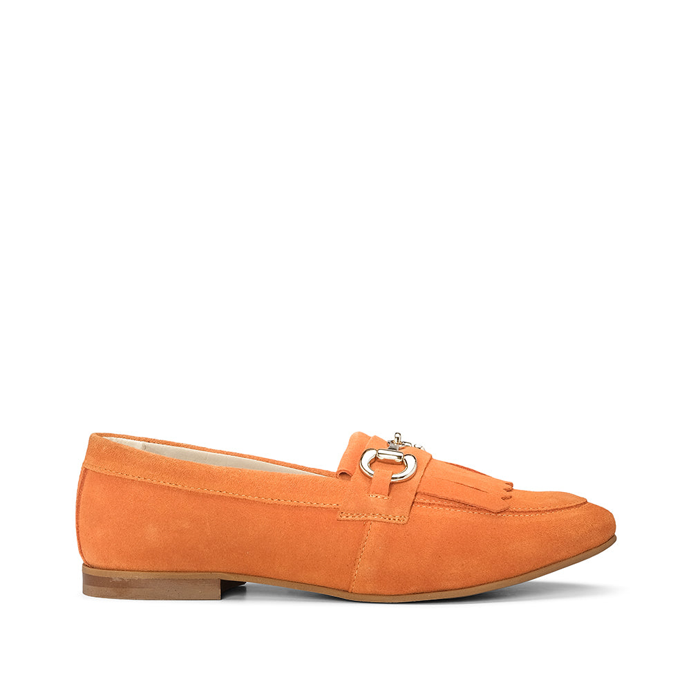 Sapato Mocassim Mulher Camurça Laranja