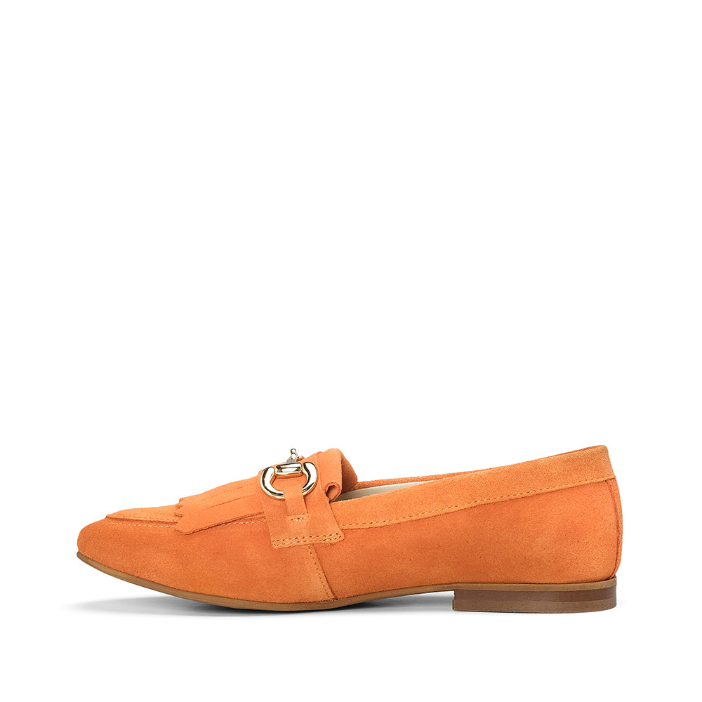 Sapato Mocassim Mulher Camurça Laranja