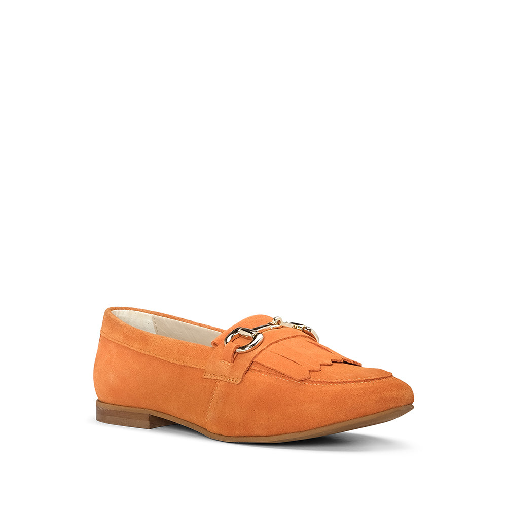 Sapato Mocassim Mulher Camurça Laranja