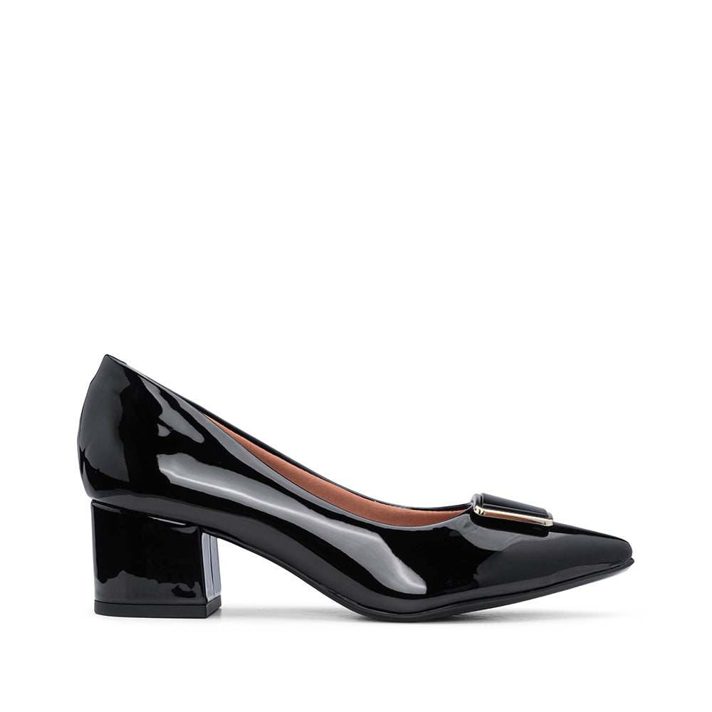 Sapato Salto Médio Mulher Verniz Preto