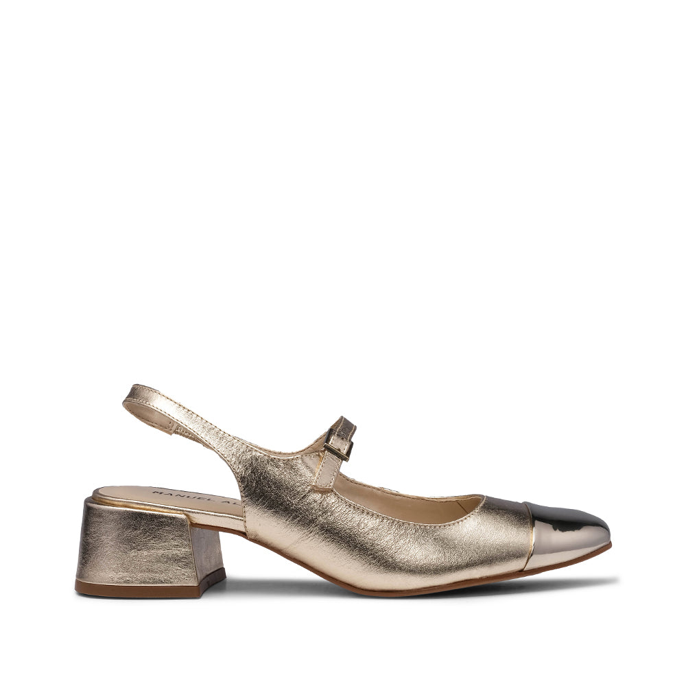 Sapato Slingback Mulher Pele Sintética Dourado