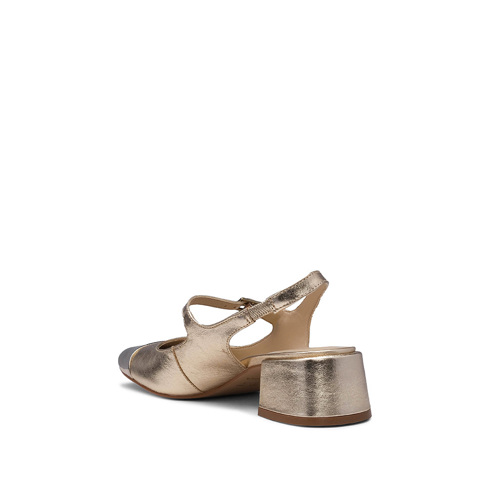 Sapato Slingback Mulher Pele Sintética Dourado