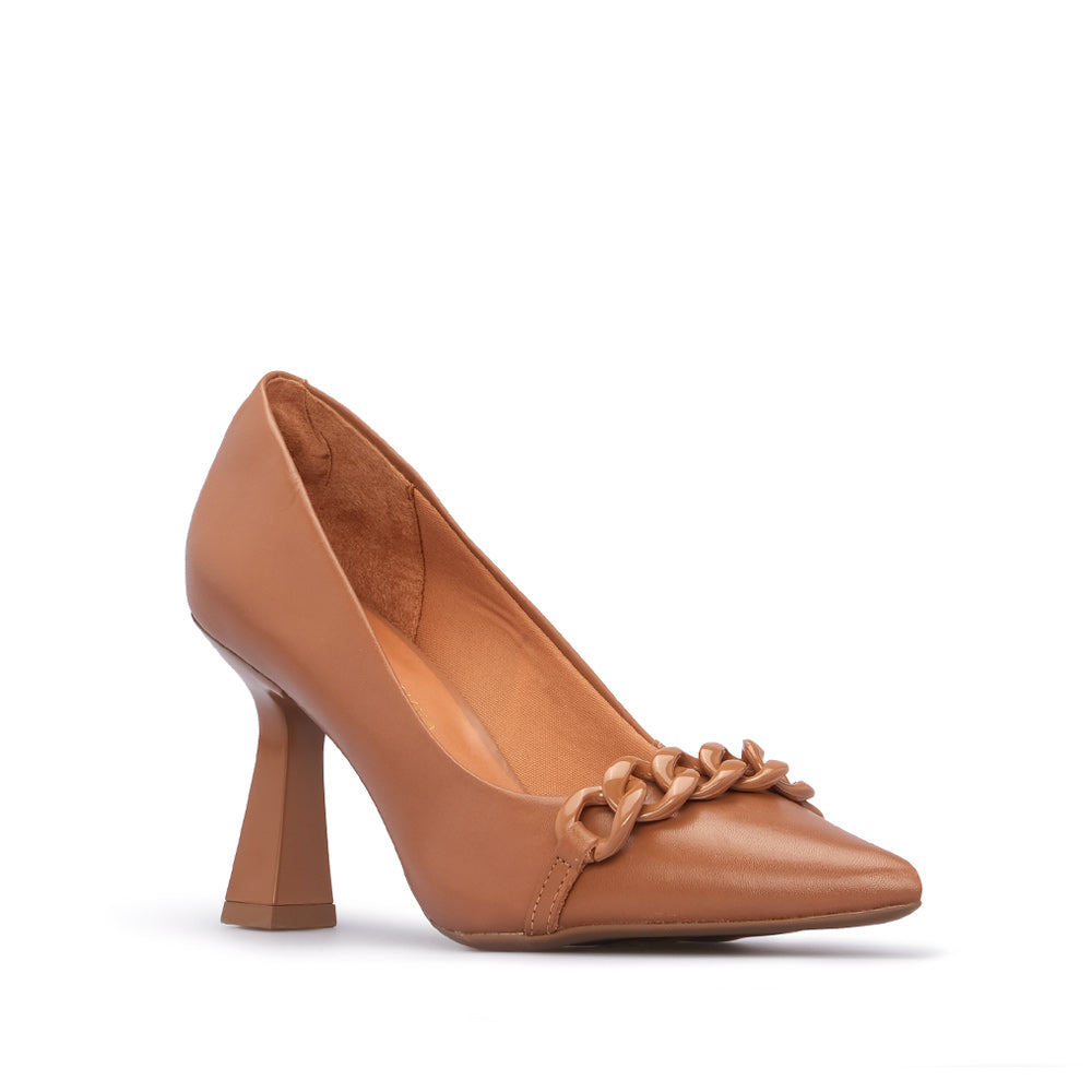 Sapato Salto Alto Mulher Pele Camel