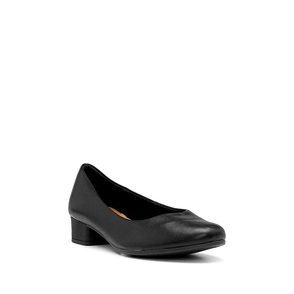 Sapato Salto Raso Mulher Pele Preto