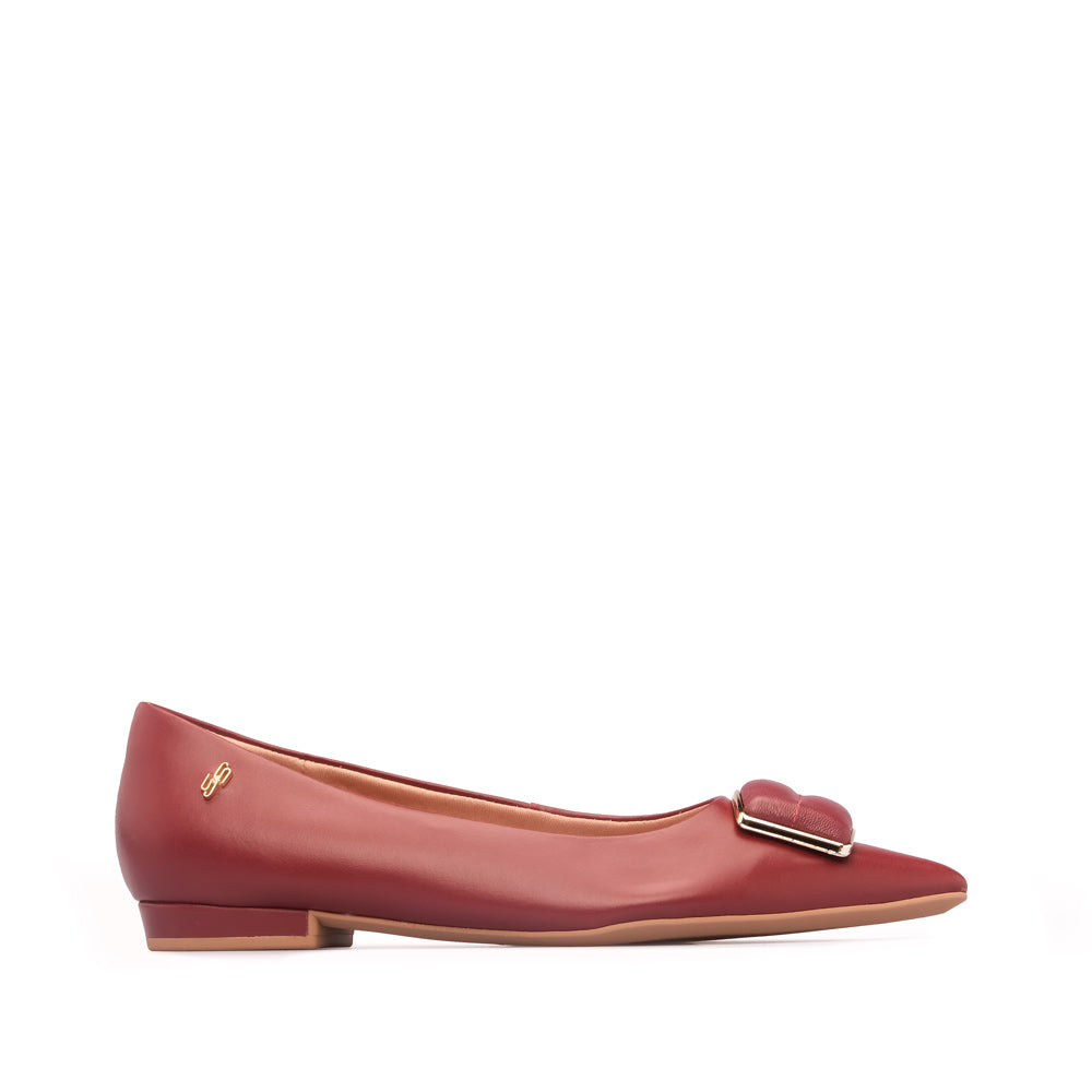 Sapato Salto Raso Mulher Pele Vermelho
