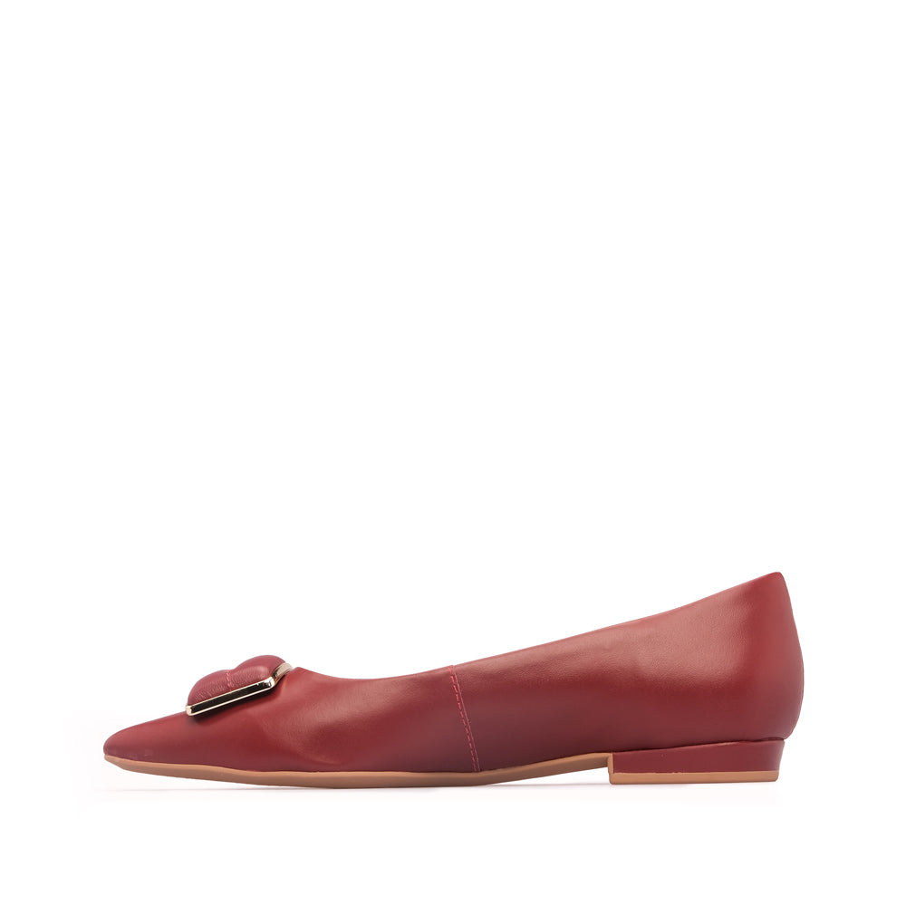 Sapato Salto Raso Mulher Pele Vermelho