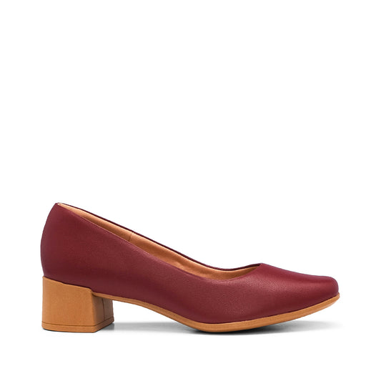Sapato Salto Médio Mulher Pele Bordeaux