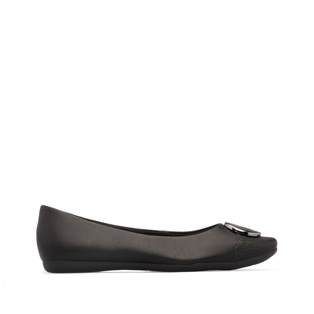 Sapato Salto Raso Mulher Pele Preto
