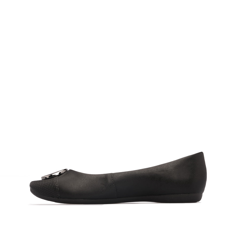 Sapato Salto Raso Mulher Pele Preto