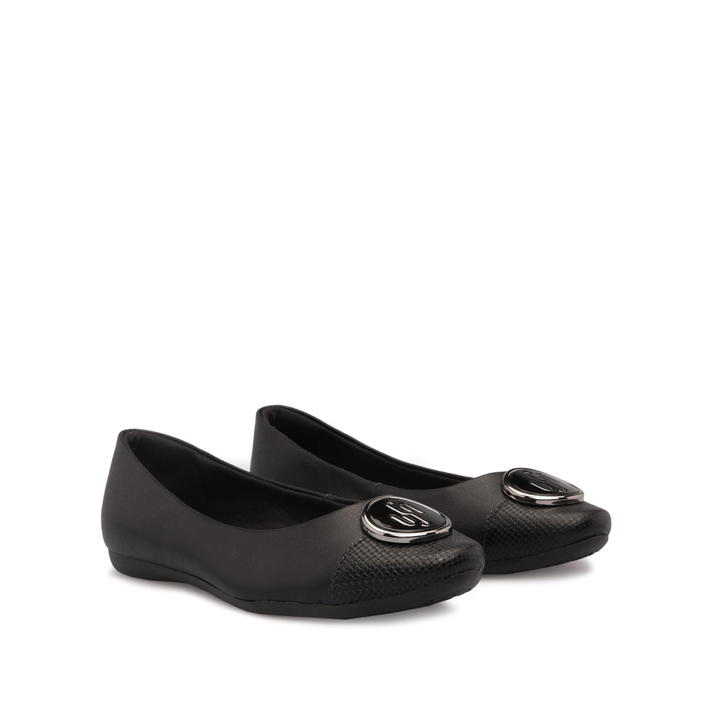 Sapato Salto Raso Mulher Pele Preto