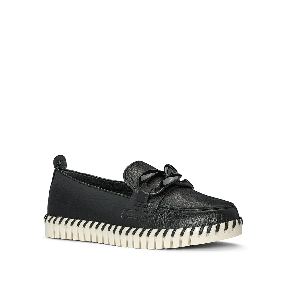 Sapato Salto Raso Mulher Pele Preto