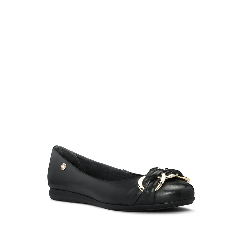 Sapato Salto Raso Mulher Pele Preto