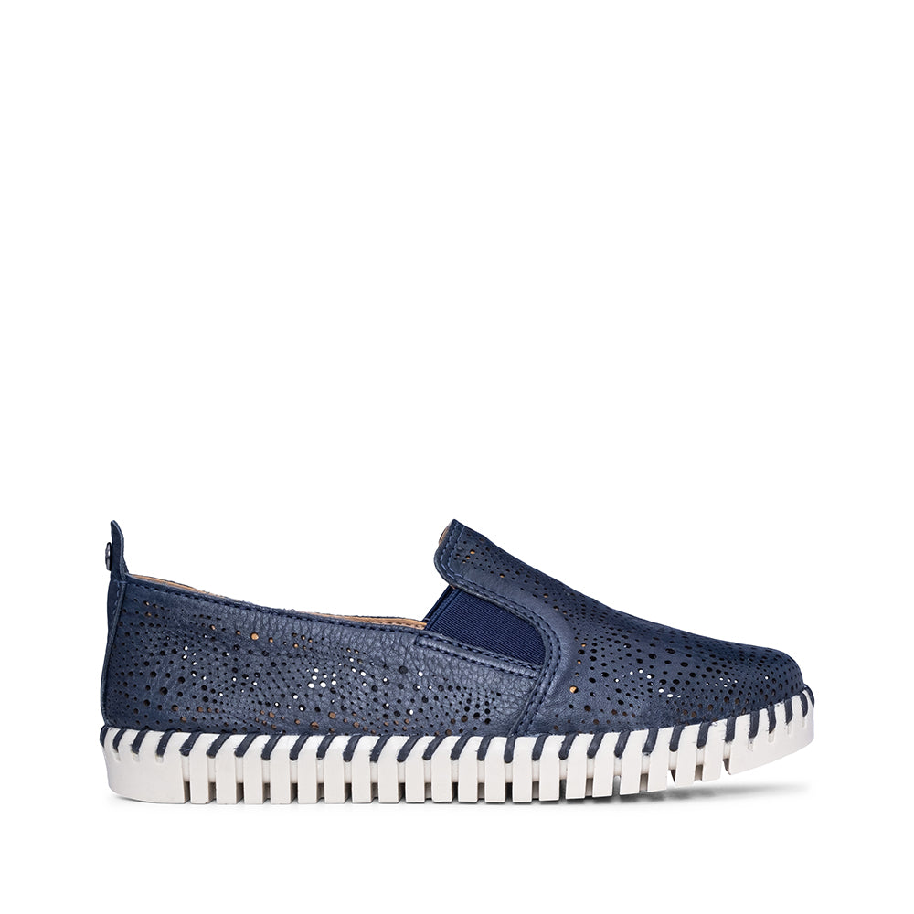 Sapato Salto Raso Mulher Pele Azul Marinho