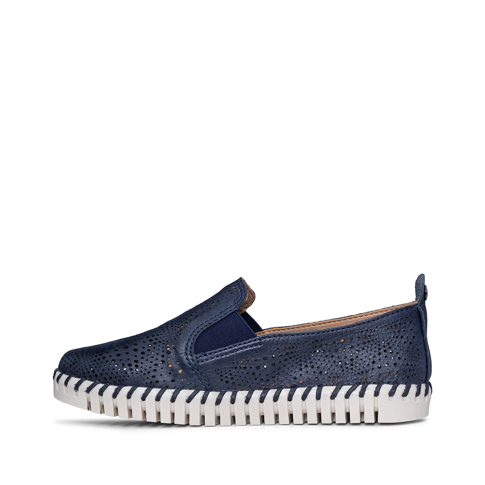 Sapato Salto Raso Mulher Pele Azul Marinho