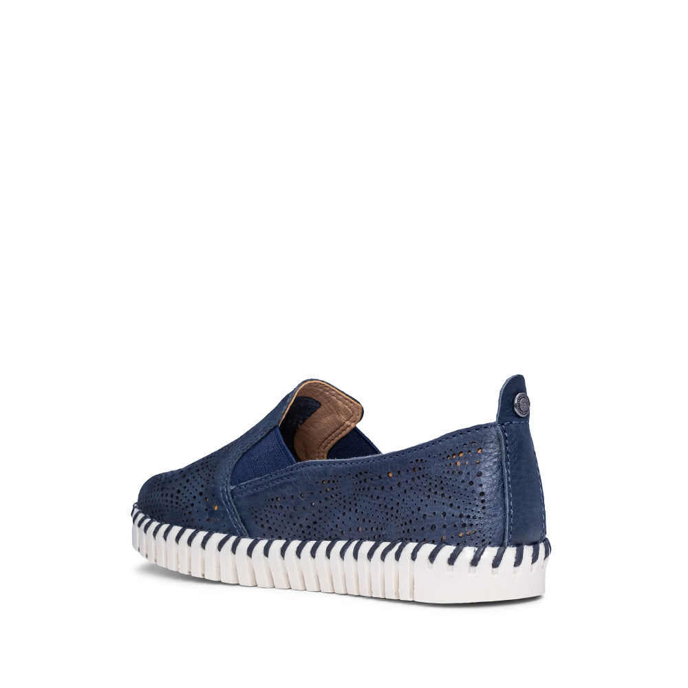 Sapato Salto Raso Mulher Pele Azul Marinho