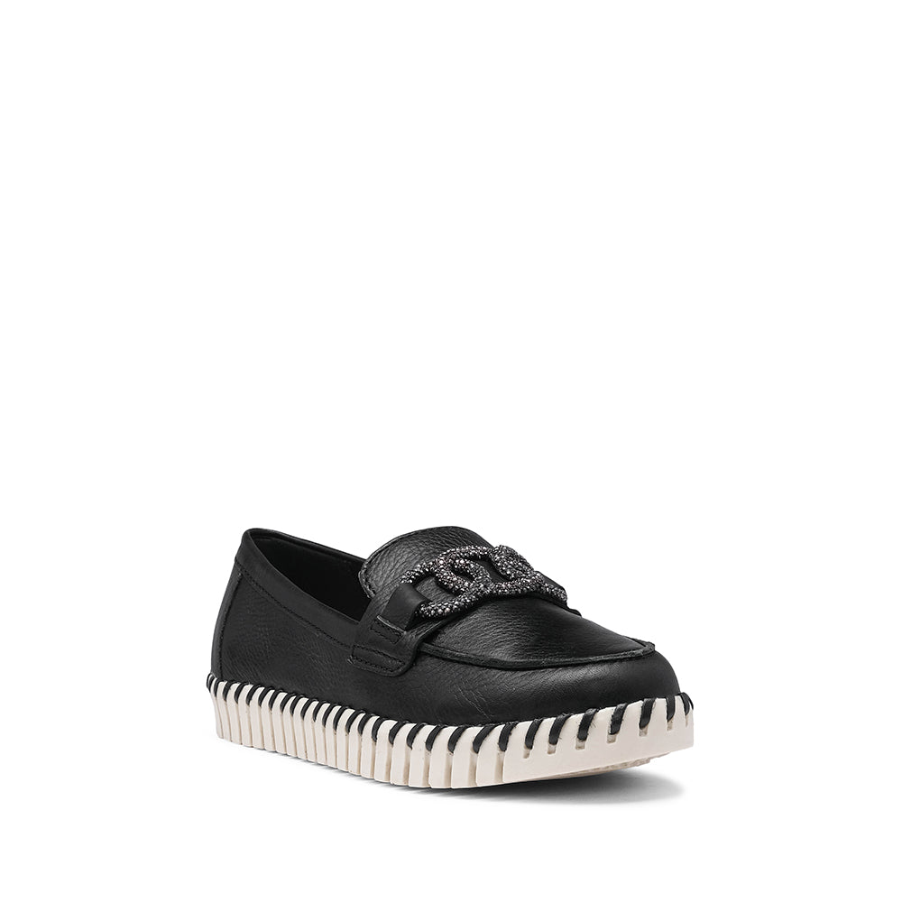 Sapato Salto Raso Mulher Pele Preto