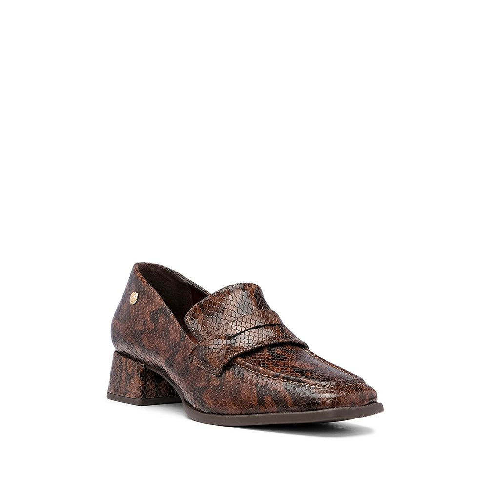 Sapato Salto Médio Mulher Animal Print Castanho