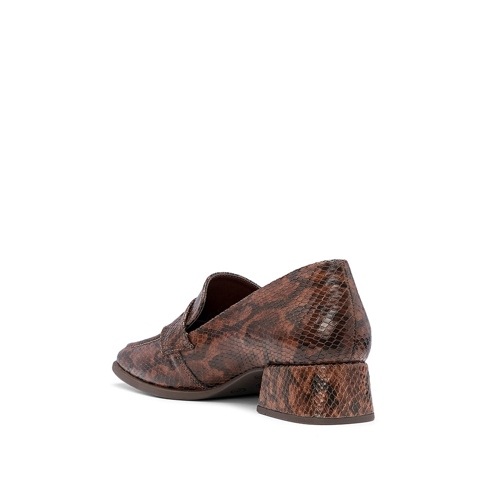 Sapato Salto Médio Mulher Animal Print Castanho