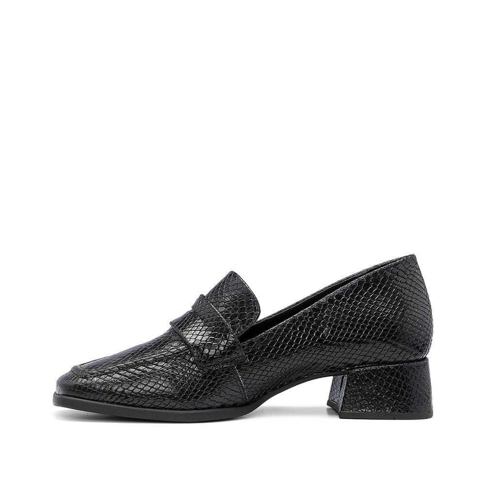 Sapato Salto Médio Mulher Animal Print Preto