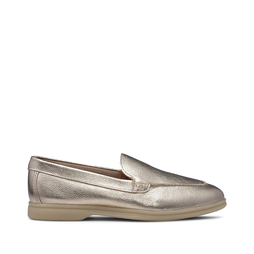 Sapato Salto Raso Mulher Metalizado Dourado