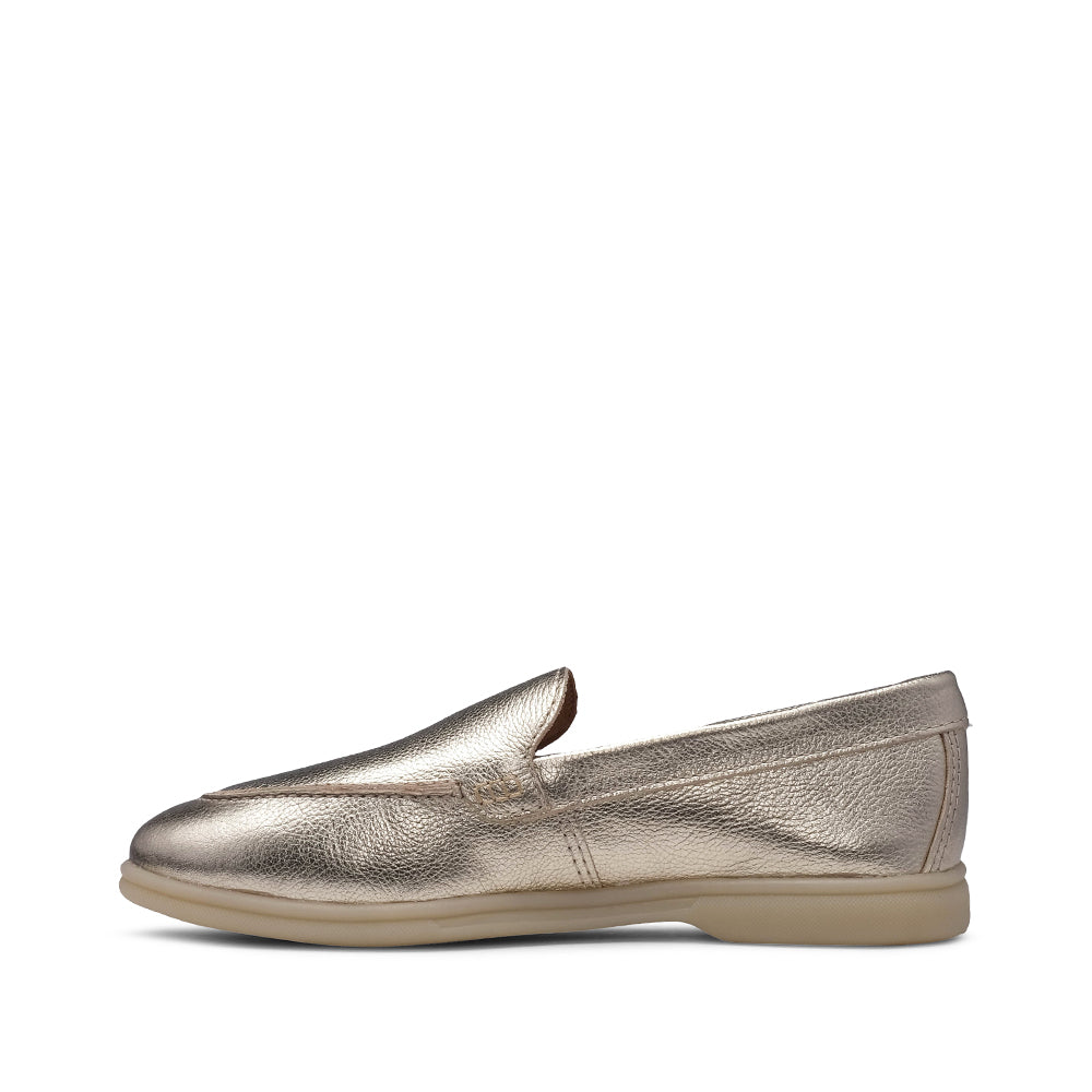 Sapato Salto Raso Mulher Metalizado Dourado