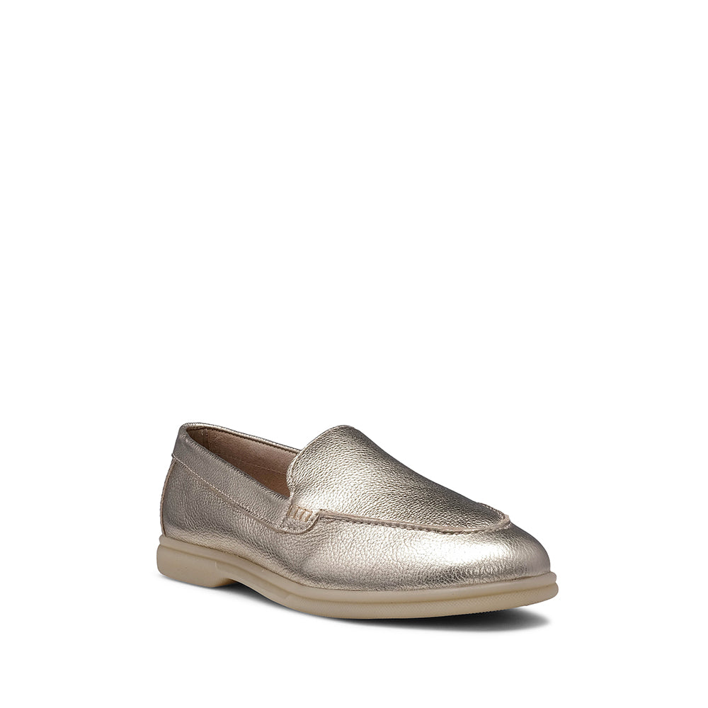 Sapato Salto Raso Mulher Metalizado Dourado