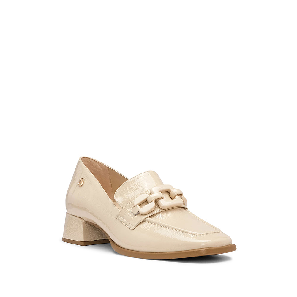 Sapato Salto Médio Mulher Verniz Creme