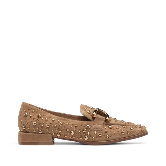 Sapato Salto Raso Mulher Camurça Camel