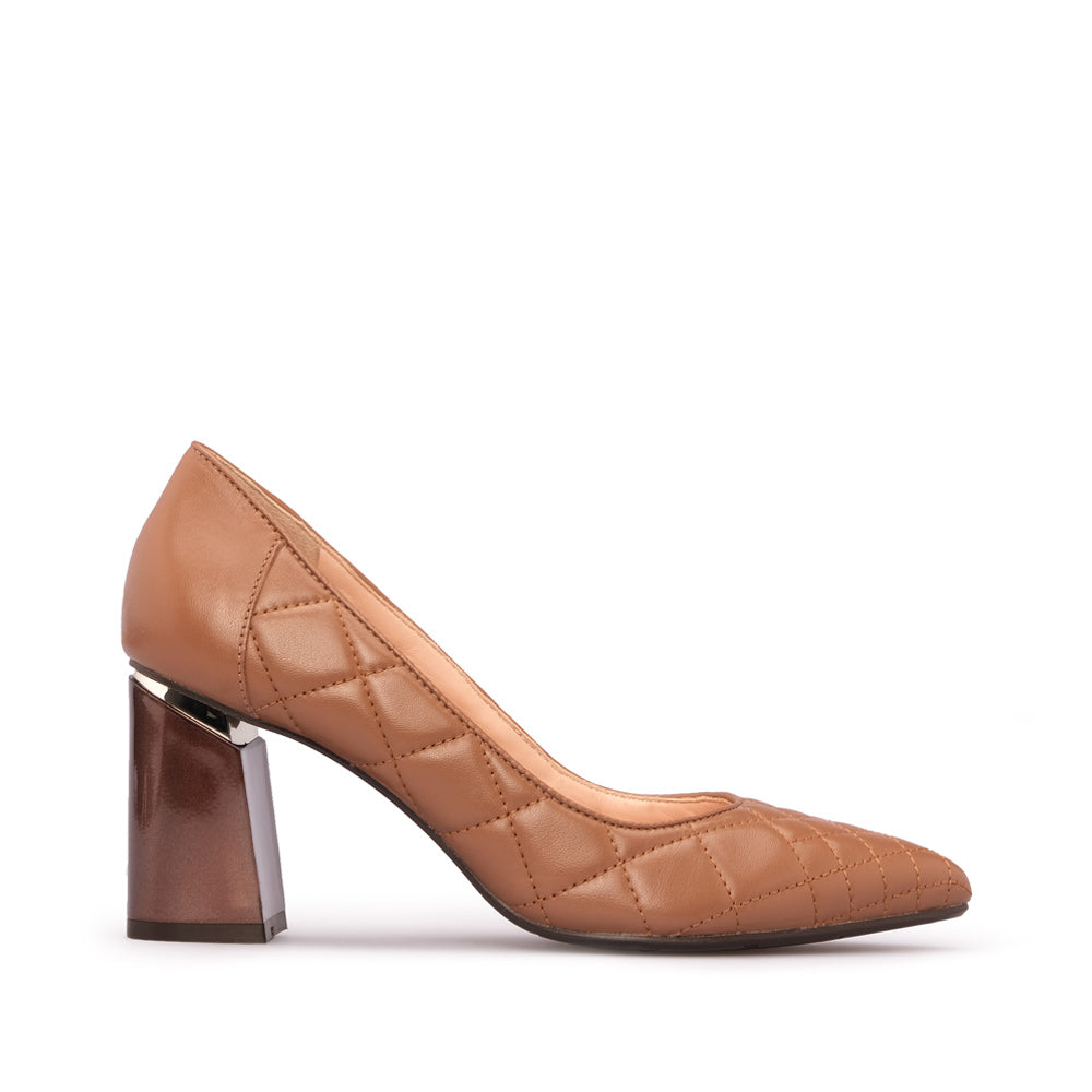 Sapato Salto Alto Mulher Pele Camel