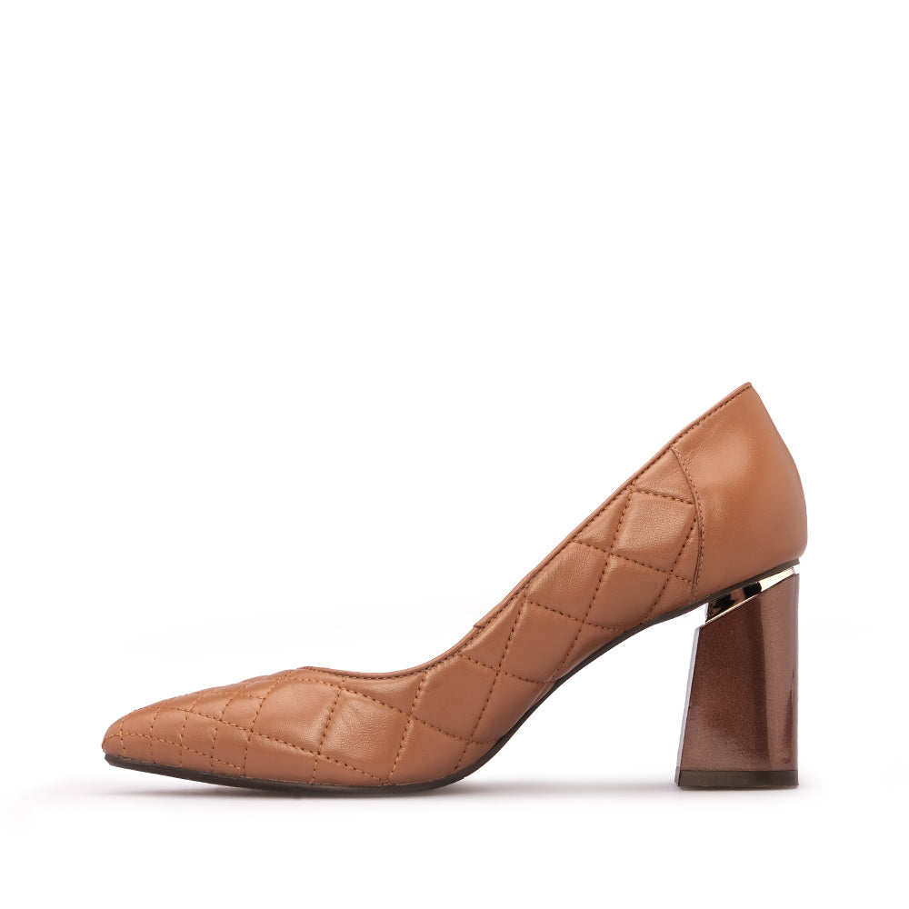 Sapato Salto Alto Mulher Pele Camel