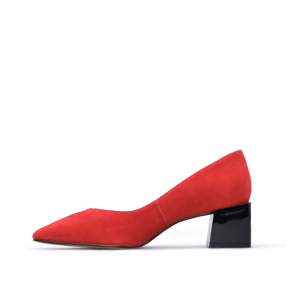 Sapato Salto Médio Mulher Nobuck Vermelho