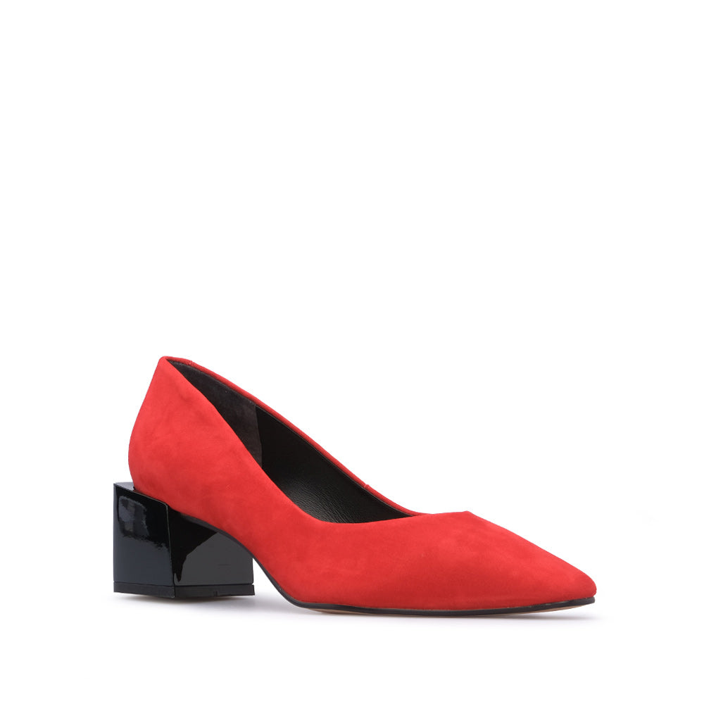 Sapato Salto Médio Mulher Nobuck Vermelho