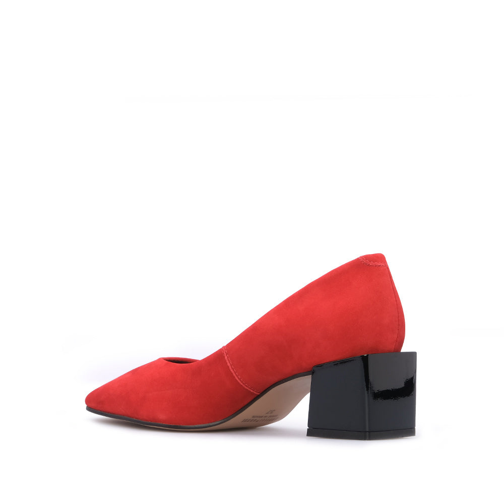 Sapato Salto Médio Mulher Nobuck Vermelho