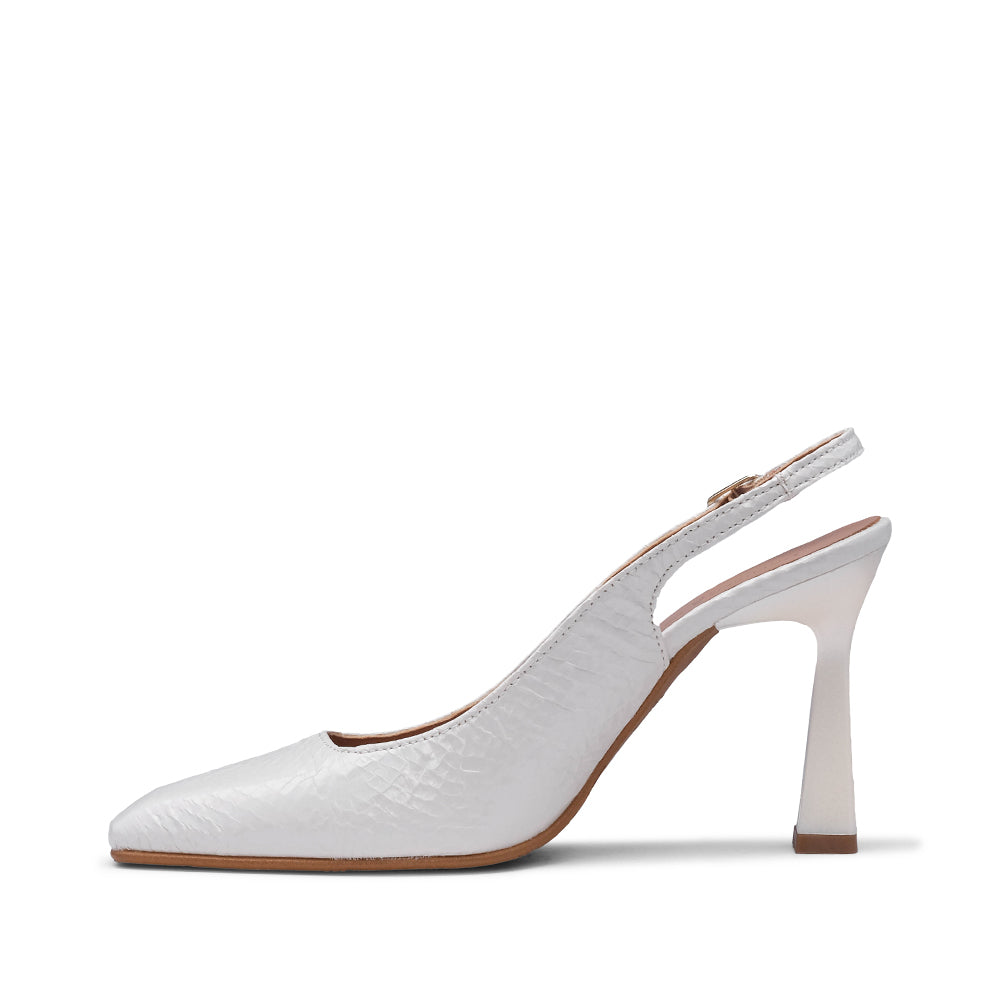 Sapato Slingback Mulher Animal Print Branco