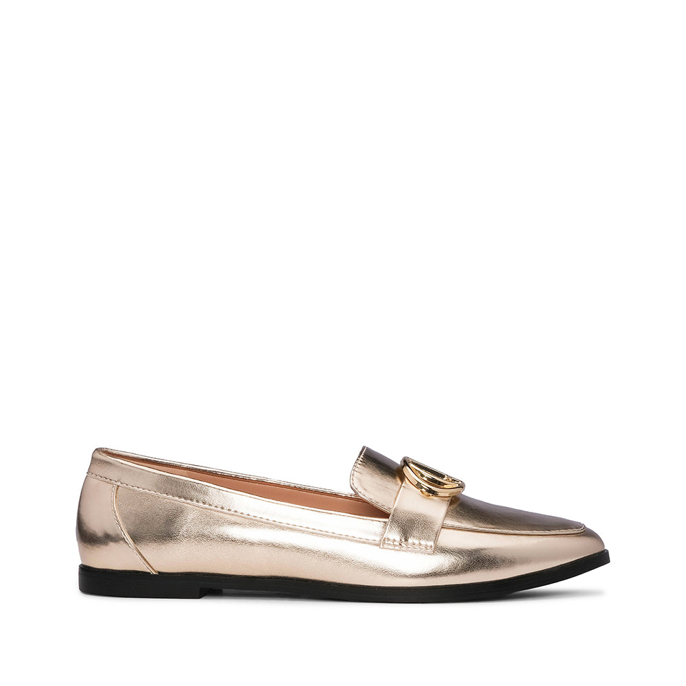 Sapato Salto Raso Mulher Pele Dourado