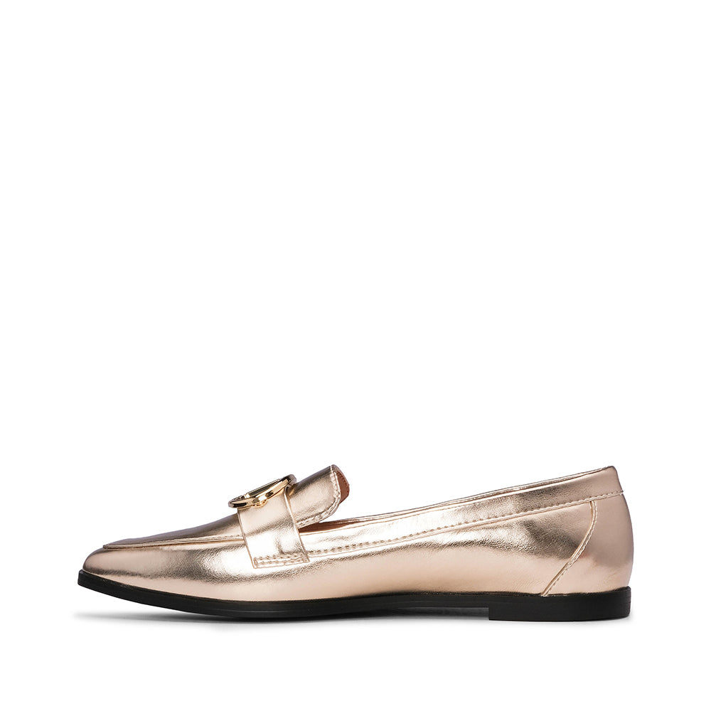 Sapato Salto Raso Mulher Pele Dourado