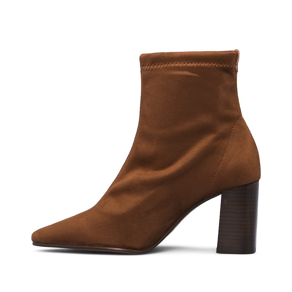 Botim Salto Alto Mulher Camurça Camel