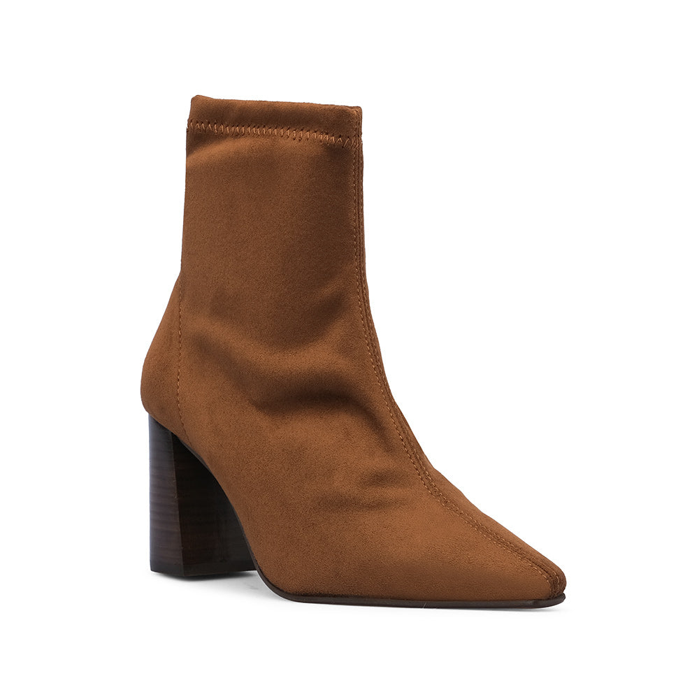 Botim Salto Alto Mulher Camurça Camel